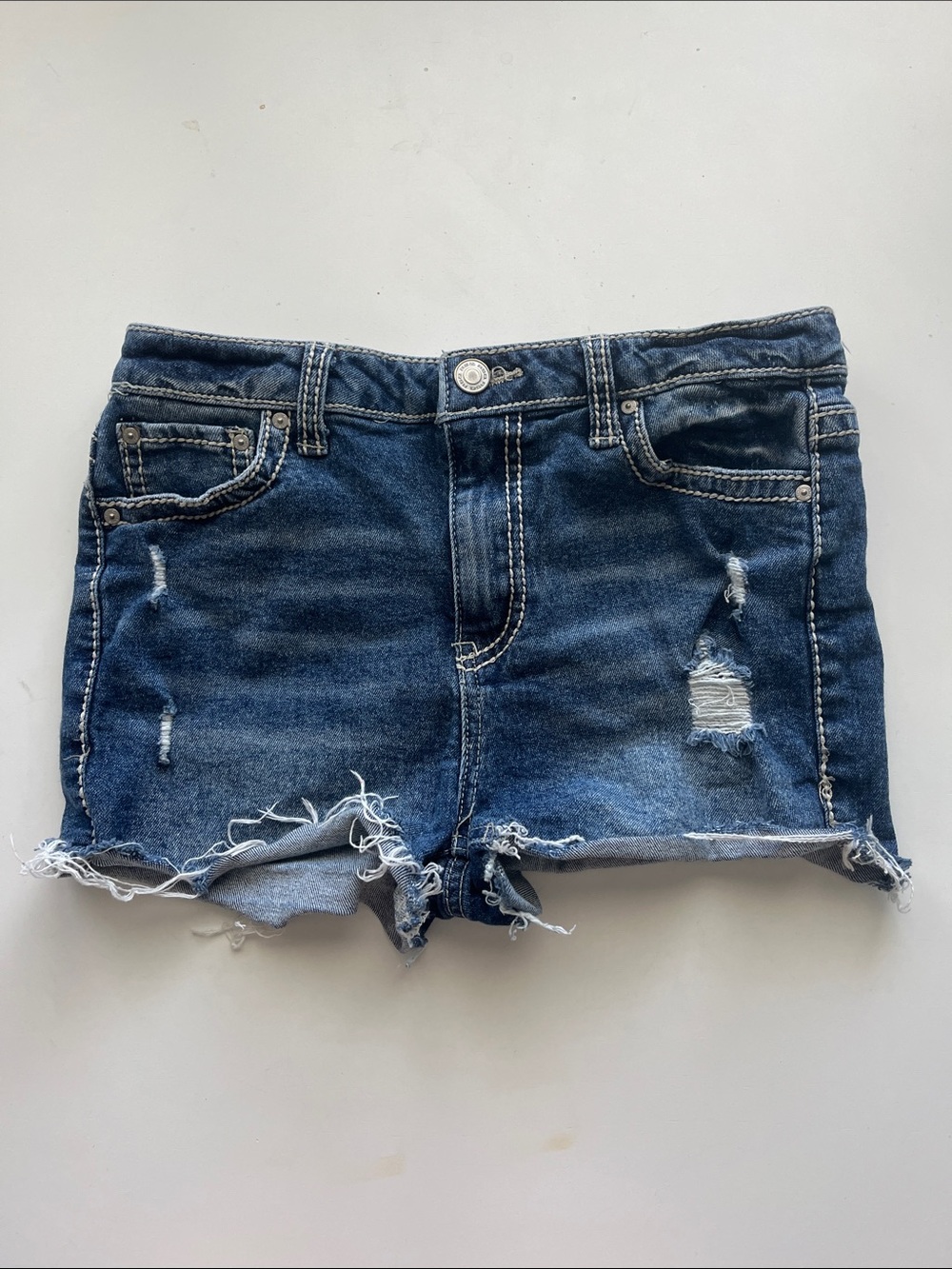 Tilly's Distressed Denim Jean Shorts - Dark Blue
